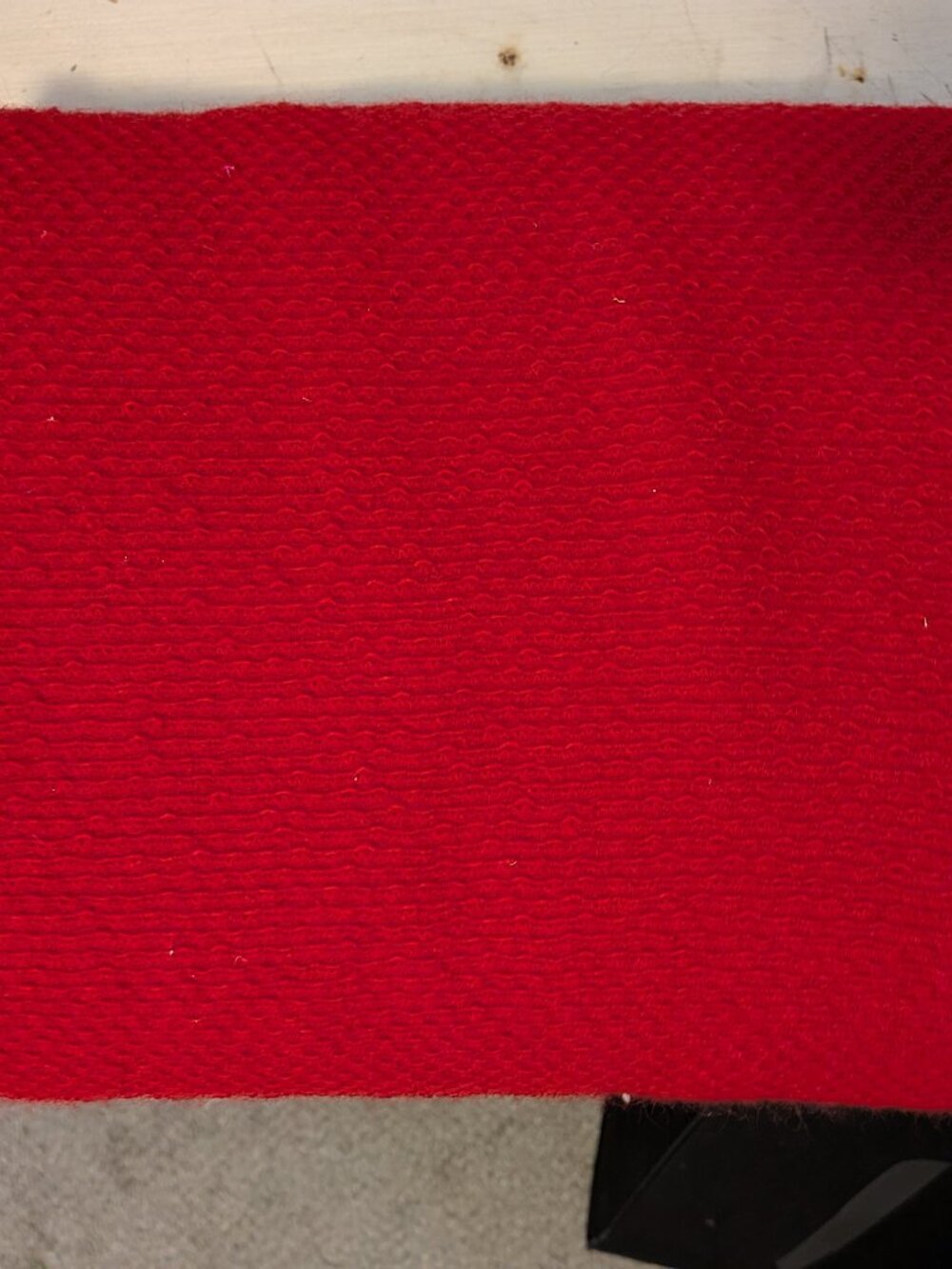 Just over 4 yds solid red designer Linton Tweeds fabric